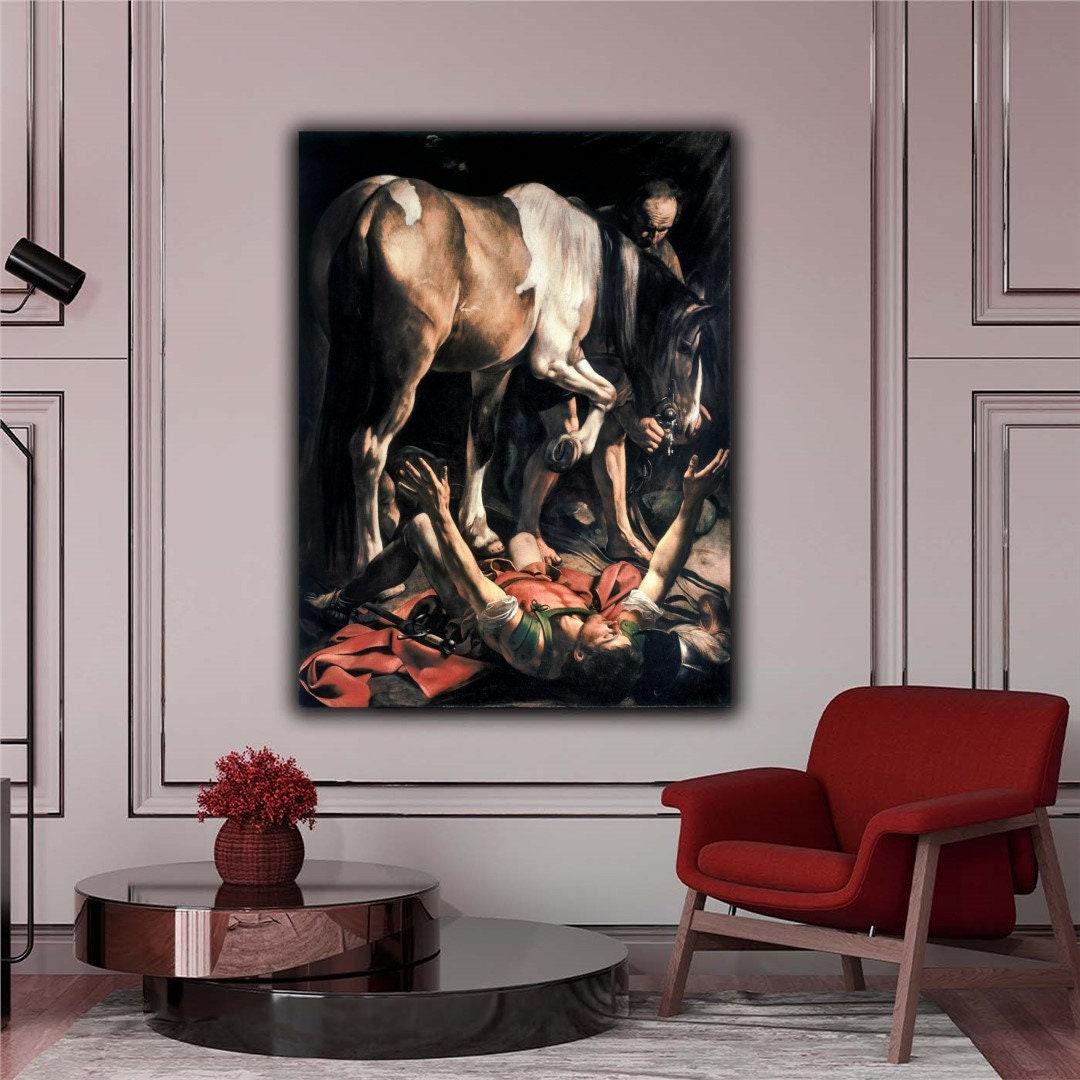 Conversione di Caravaggio sulla via di Damasco 1601 Stampa su tela Arte murale,Poster di Caravaggio,Dipinto di Caravaggio,Stampa di Caravaggio