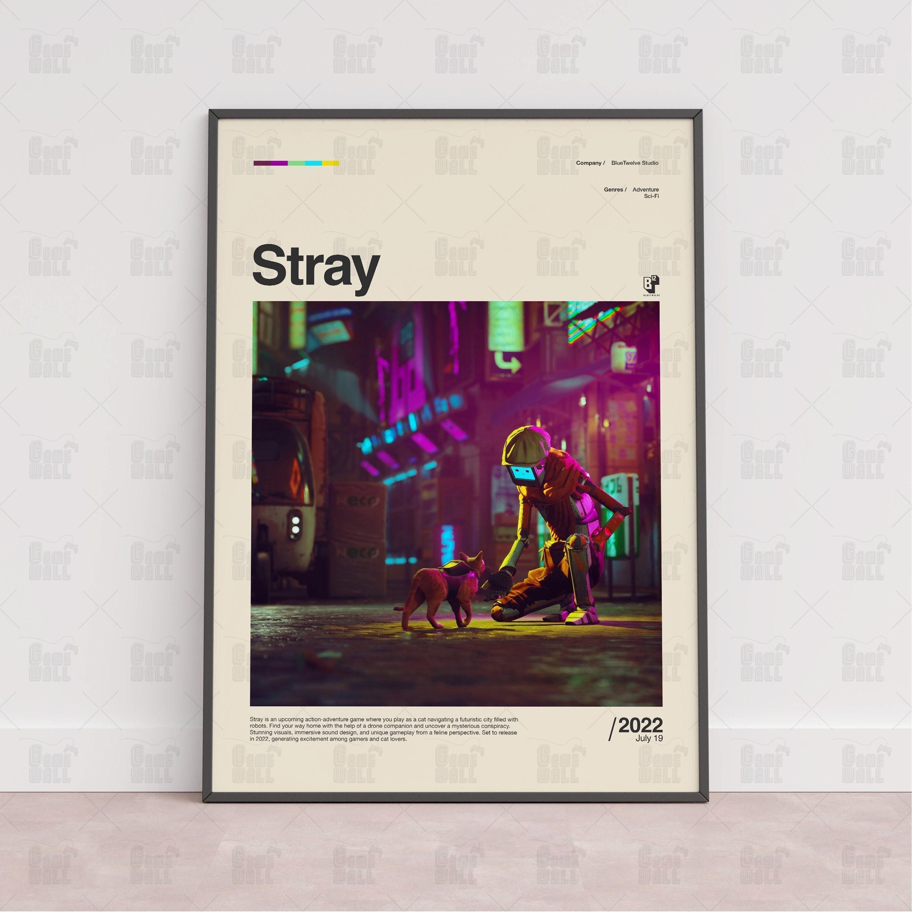 Poster Stray, Poster per sala giochi, Poster da parete per videogiochi, Poster con stampa di videogiochi, Regalo di videogiochi, Poster di videogiochi