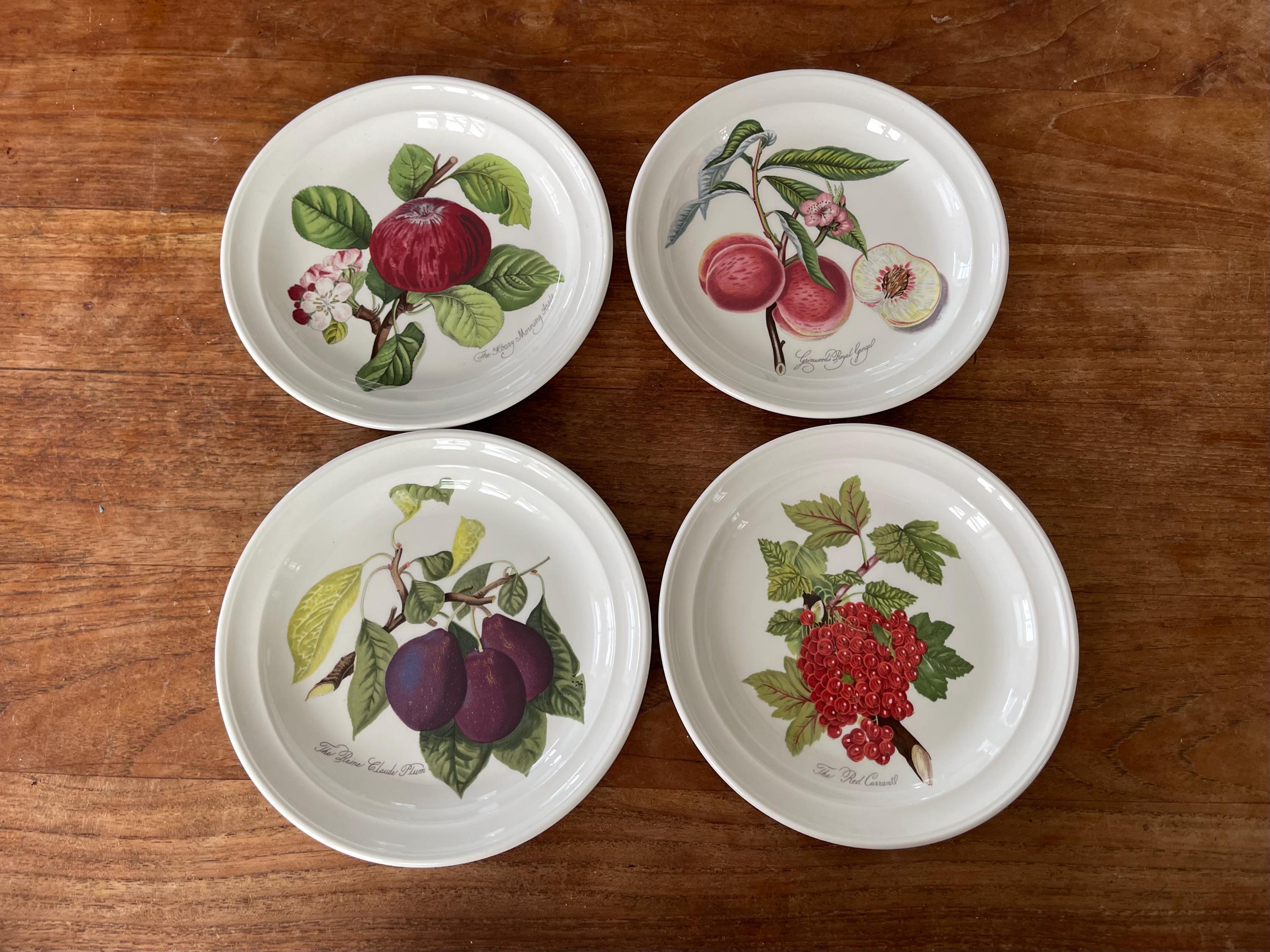 Set di 4 splendidi piatti da torta/piatto da insalata vintage Portmeirion Pomona, piatti da pane e burro/piatto da insalata, 18 cm/19 cm, decorazioni