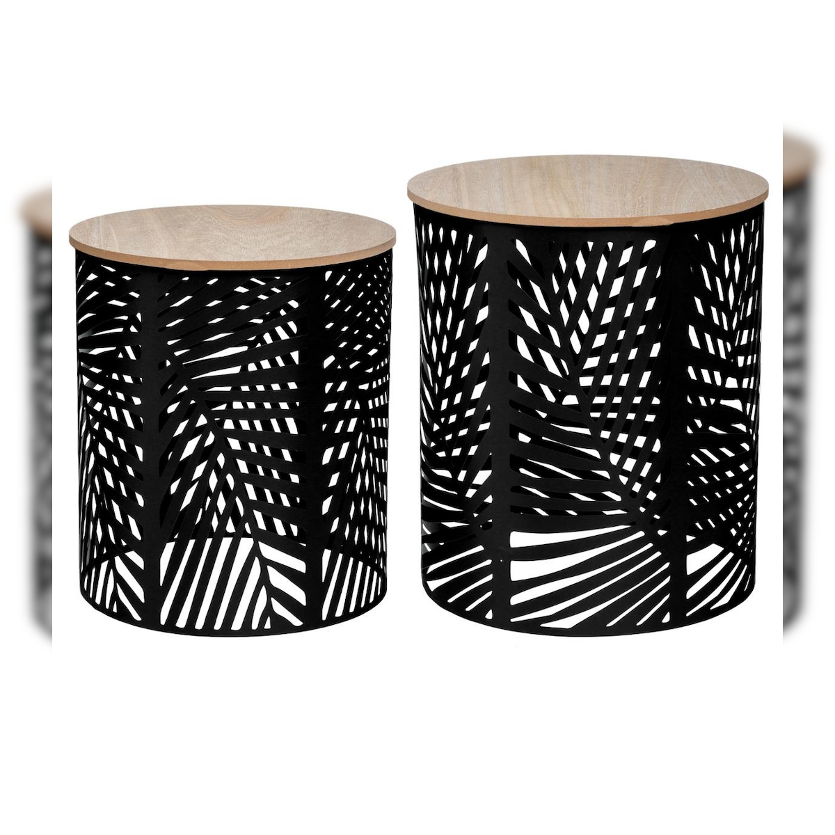 Atmosphera - Set aus 2 Couchtischen aus Eisen und Holzfaser in Schwarz Image