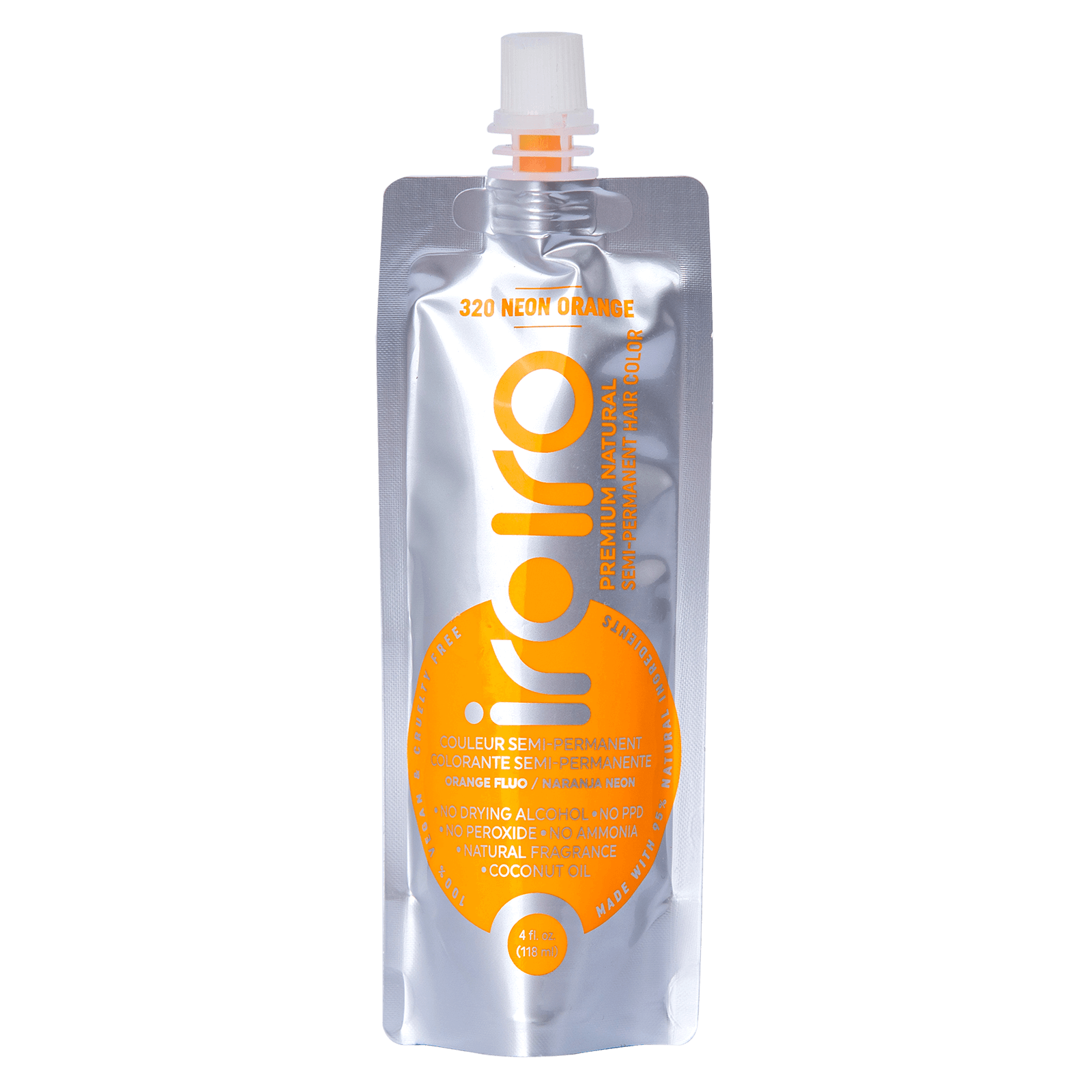 Iroiro 320 Neon Orange Premium Natural Semi Permanent Hair Color 4oz