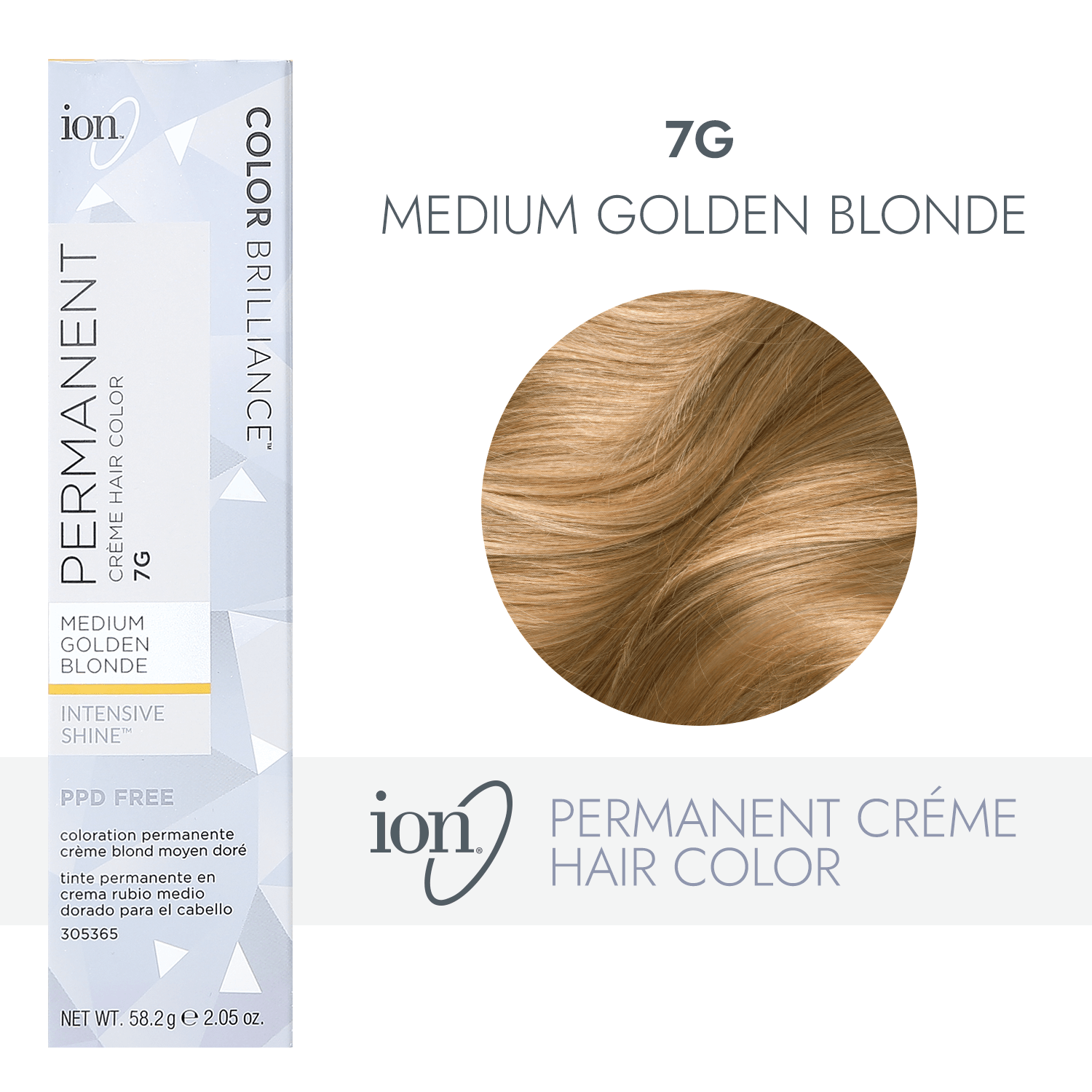 Ion 7G Medium Golden Blonde Permanent Creme Hair Color 2.05 Oz