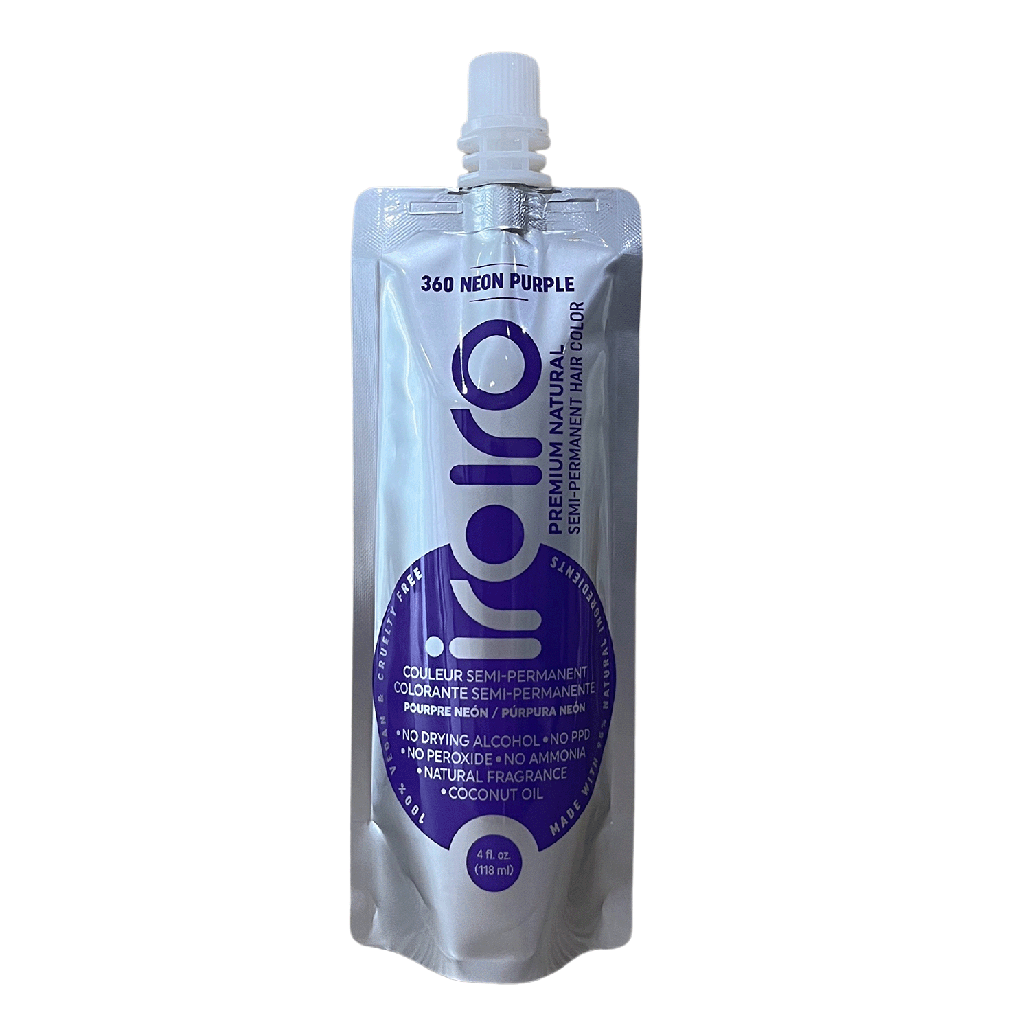 Iroiro 360 Neon Purple Premium Natural Semi Permanent Hair Color 4oz - Iroiro