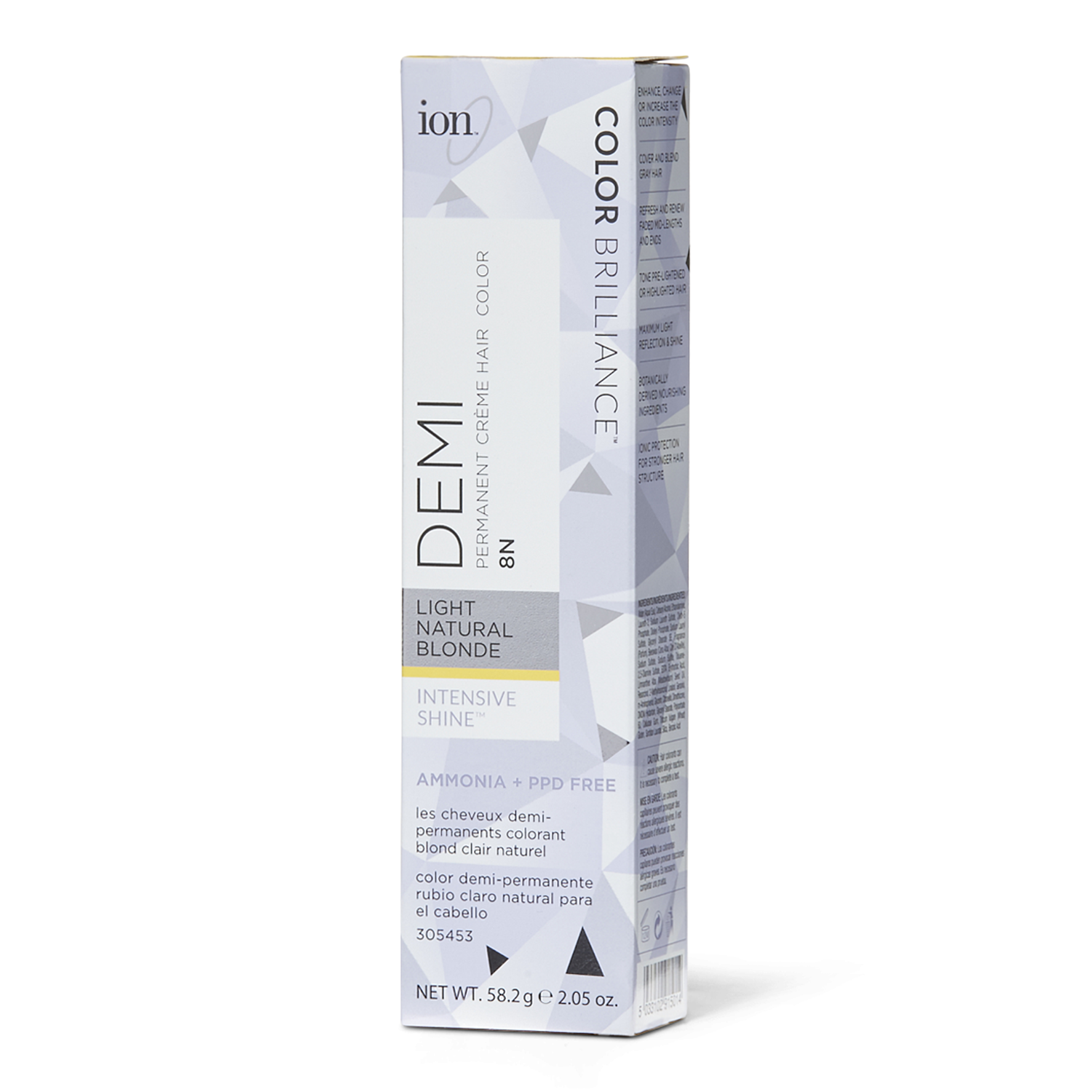 Ion Intensive Shine 8N Light Natural Blonde Demi Permanent Creme Hair Color 2.05 Oz