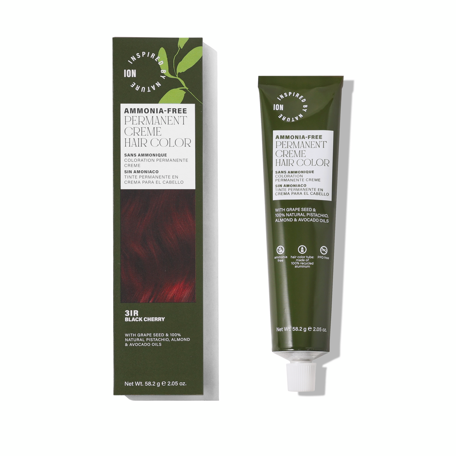 Inspired By Nature Ammonia-Free Permanent Hair Color Black Cherry 3IR 2.05 Oz