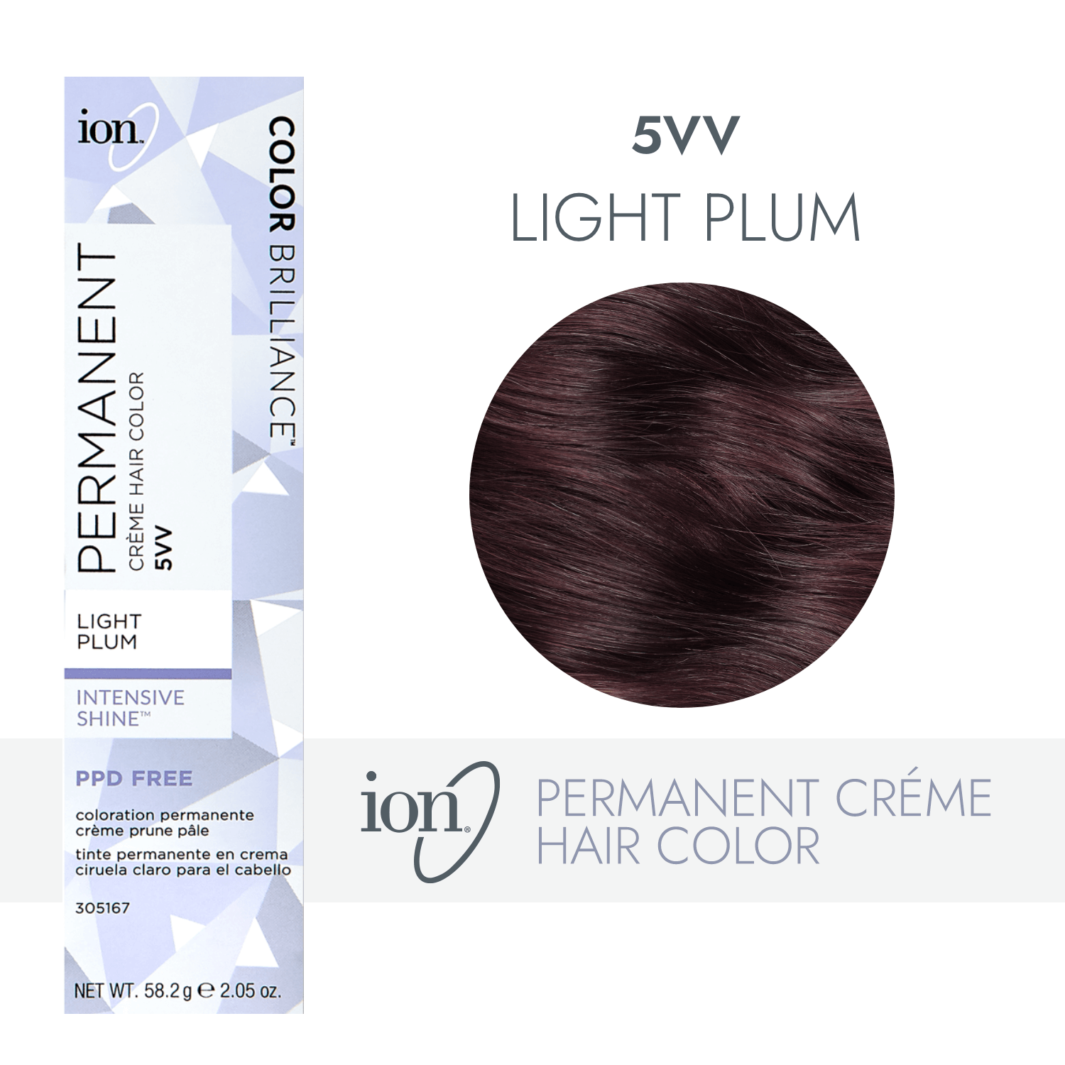 Ion 5VV Light Plum Permanent Creme Hair Color 2.05 Fl Oz - Ion