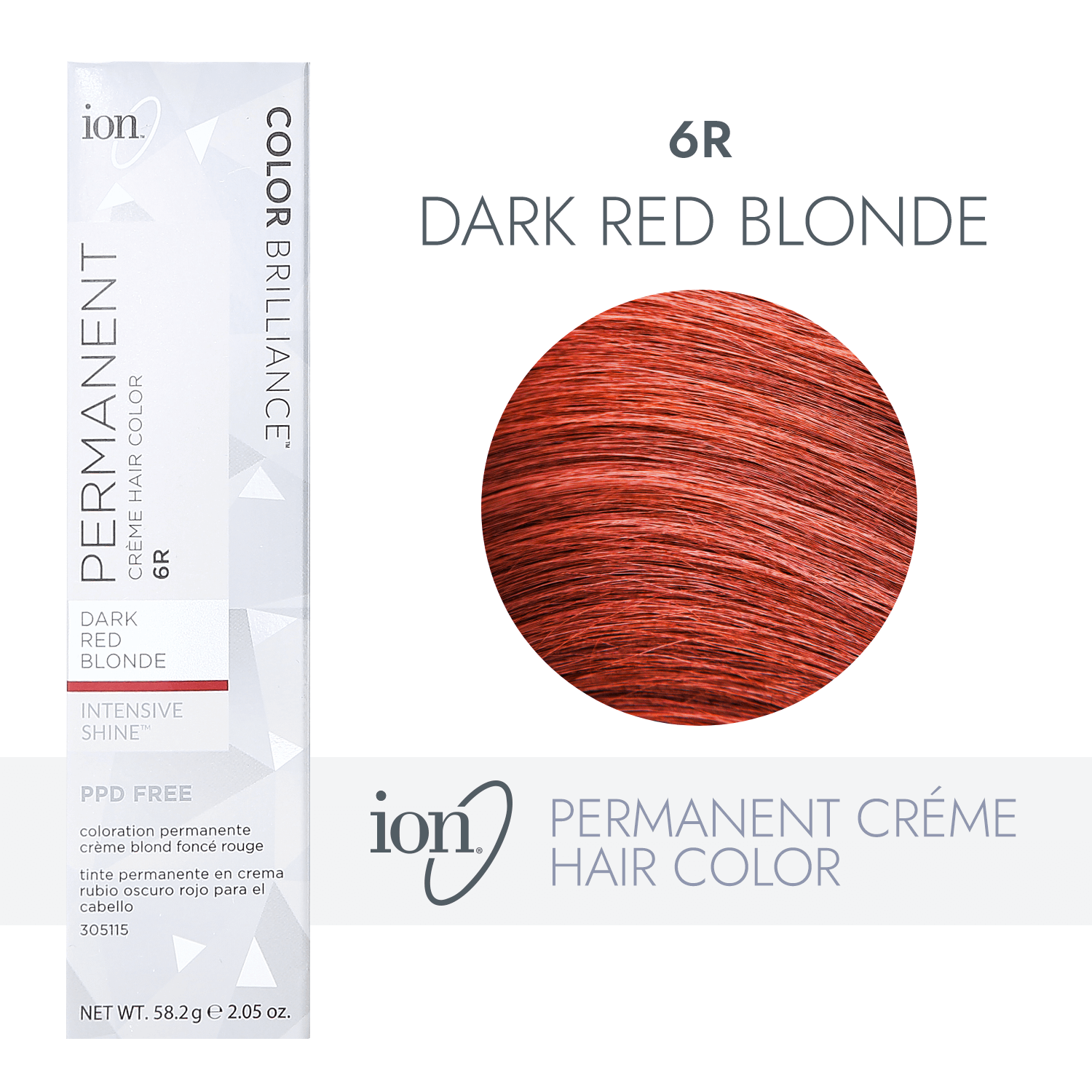 Ion 6R Dark Red Blonde Permanent Creme Hair Color 2.05 Oz