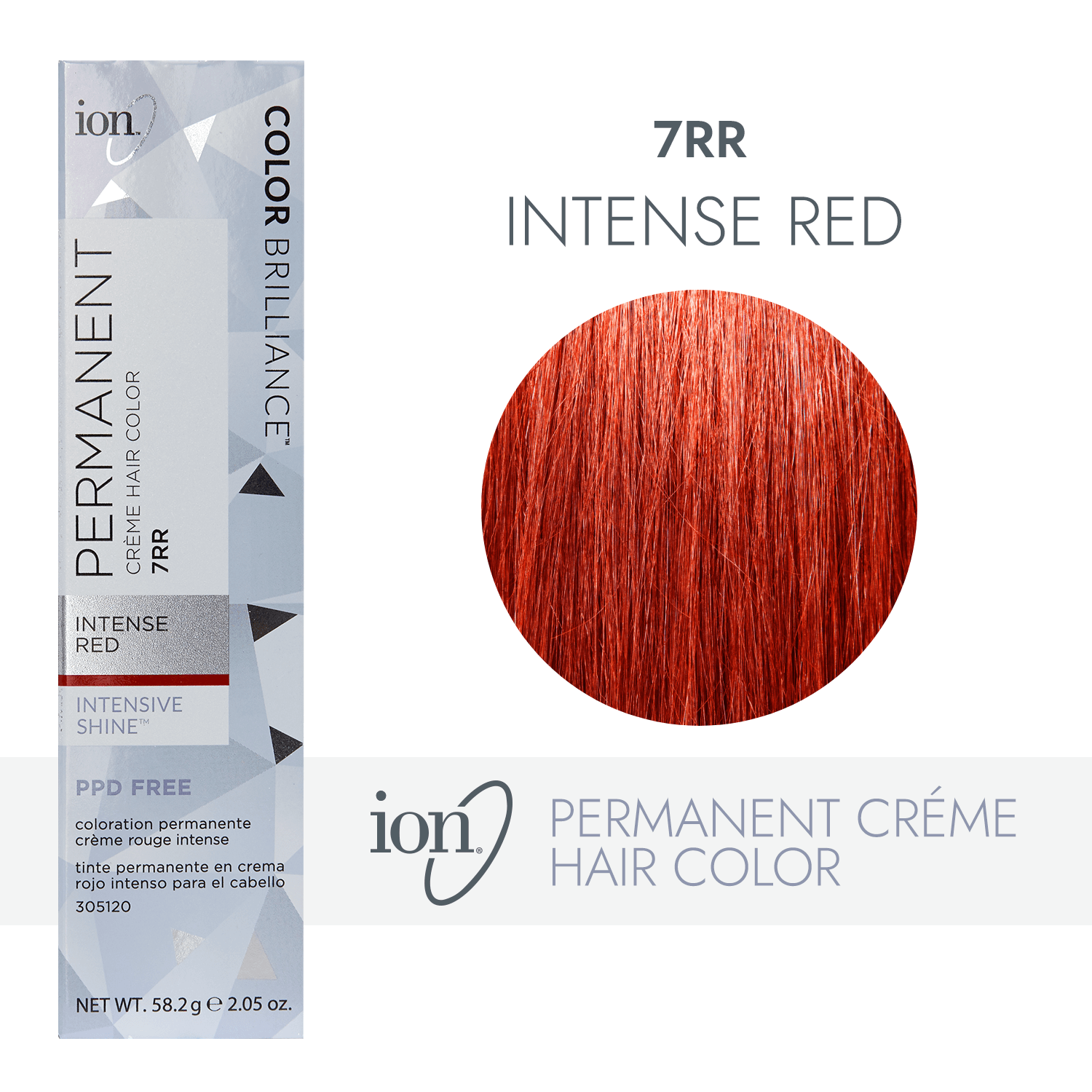 Ion 7RR Intense Red Permanent Creme Hair Color 2.05 Oz