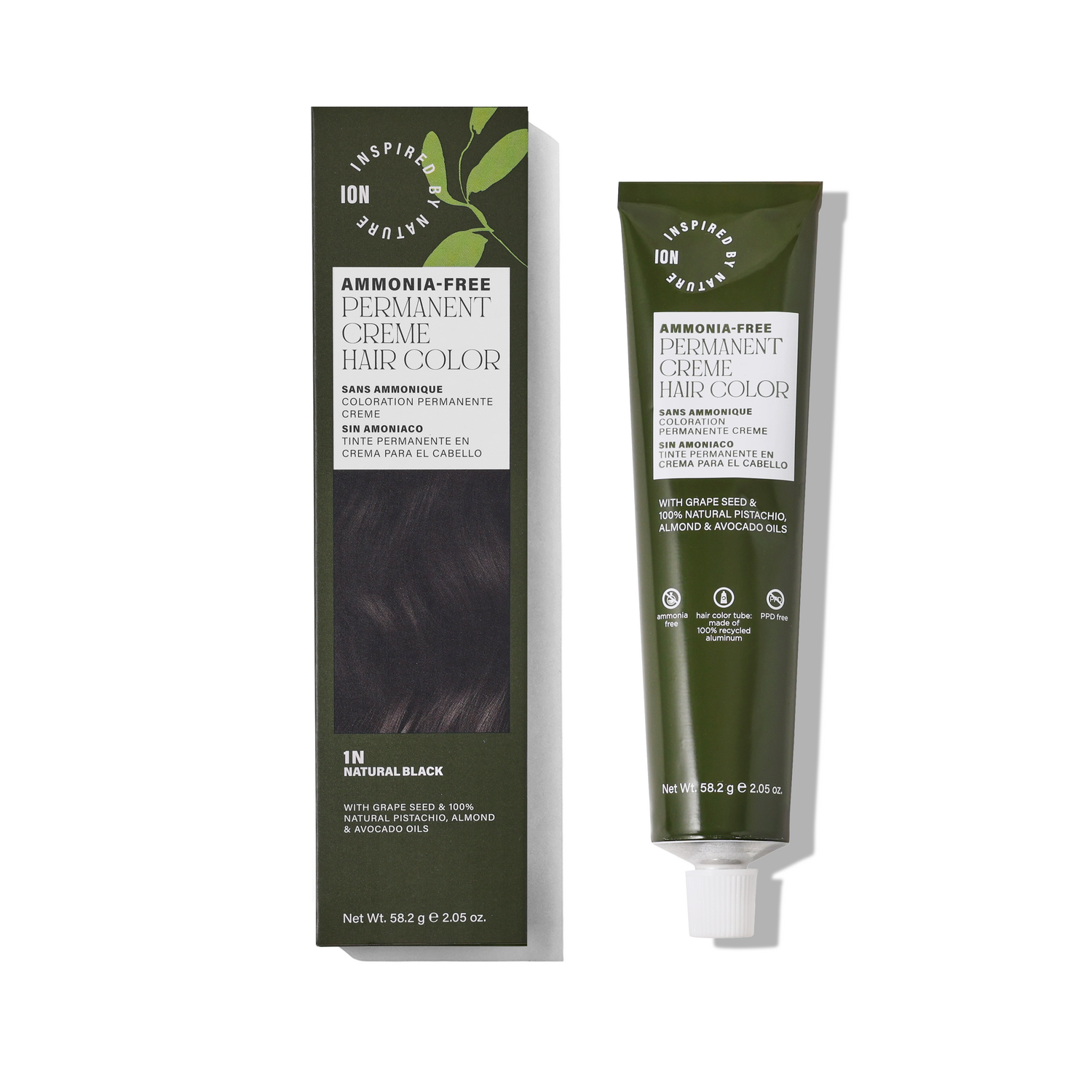 Inspired By Nature Ammonia-Free Permanent Hair Color Natural Black 1N 2.05 Oz