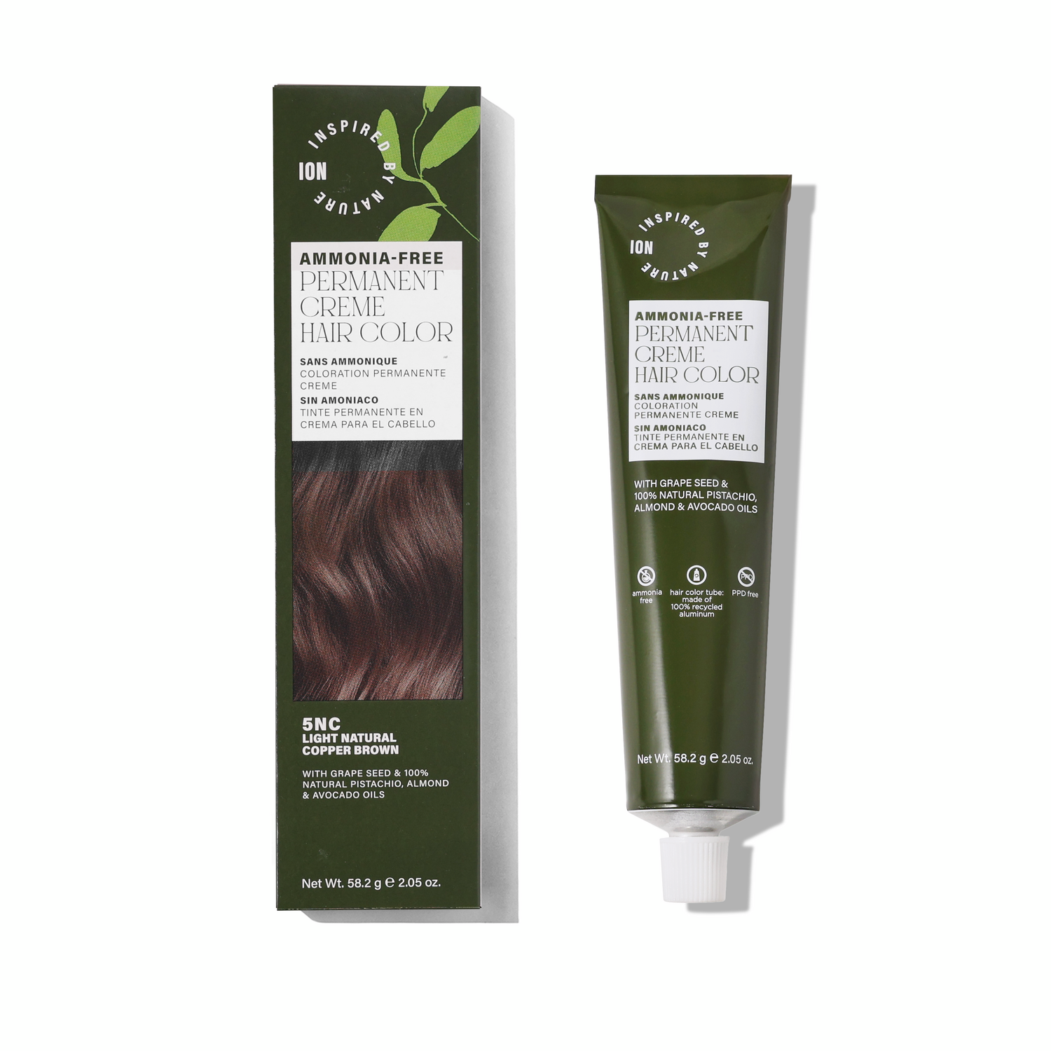 Inspired By Nature Ammonia-Free Permanent Hair Color Light Natural Copper Brown 5NC