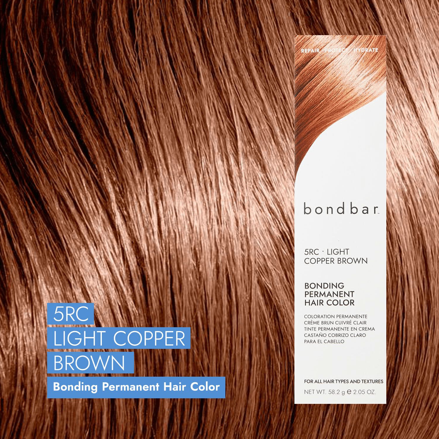 Bondbar 5RC Light Copper Brown Bonding Permanent Crème Hair Color 2.05 Oz
