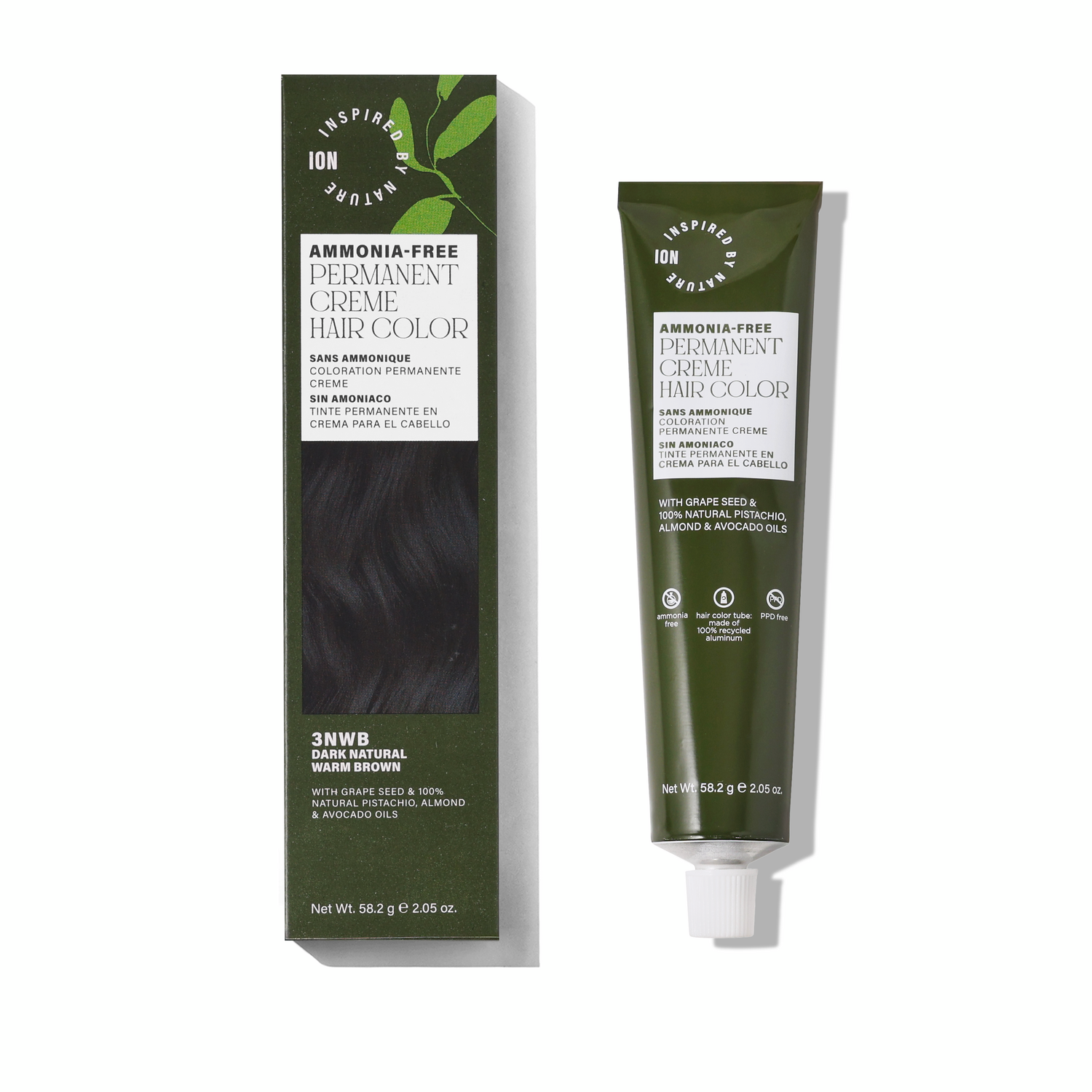 Inspired By Nature Ammonia-Free Permanent Hair Color Dark Natural Warm Brown 3NWB