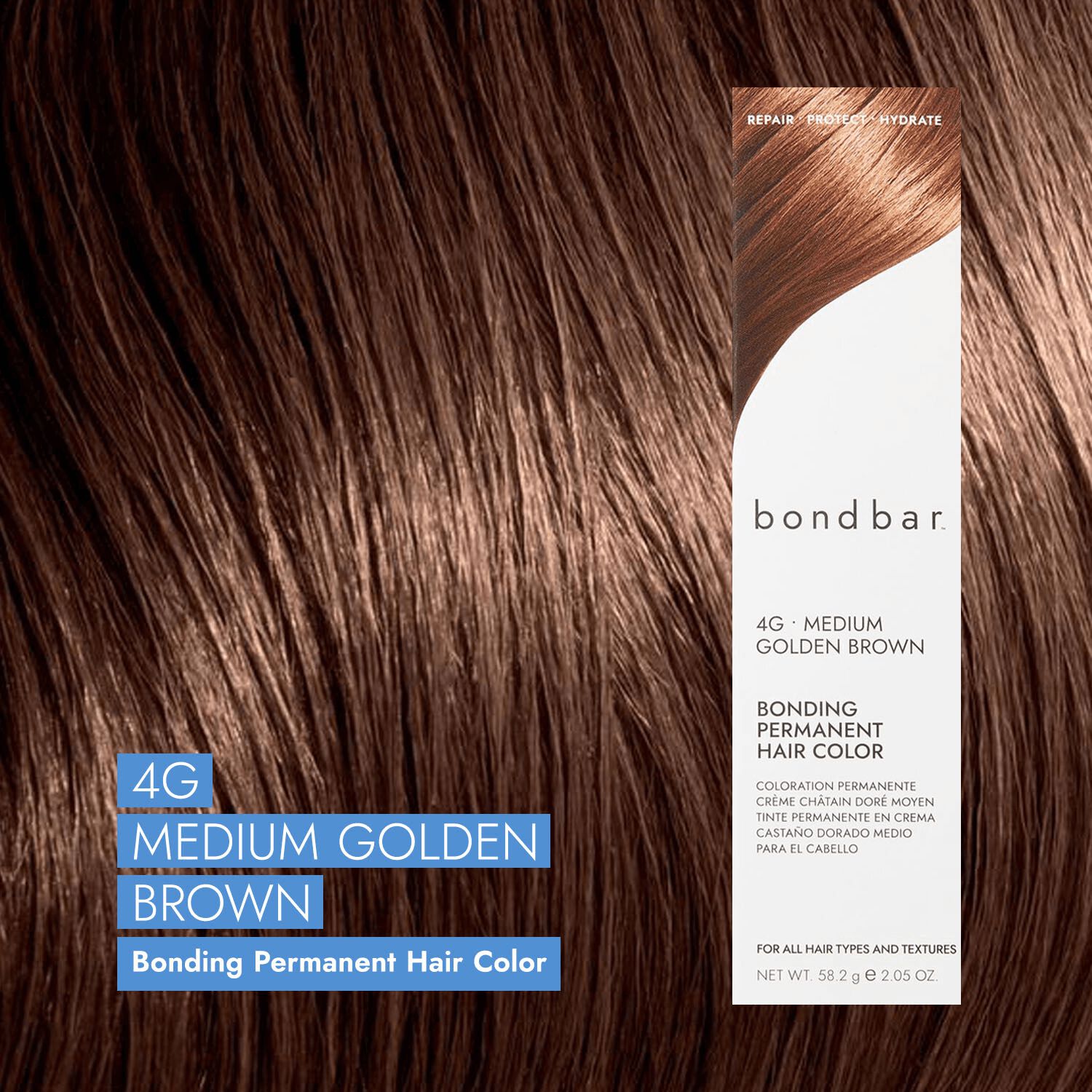Bondbar 4G Medium Golden Brown Bonding Permanent Crème Hair Color 2.05 Oz