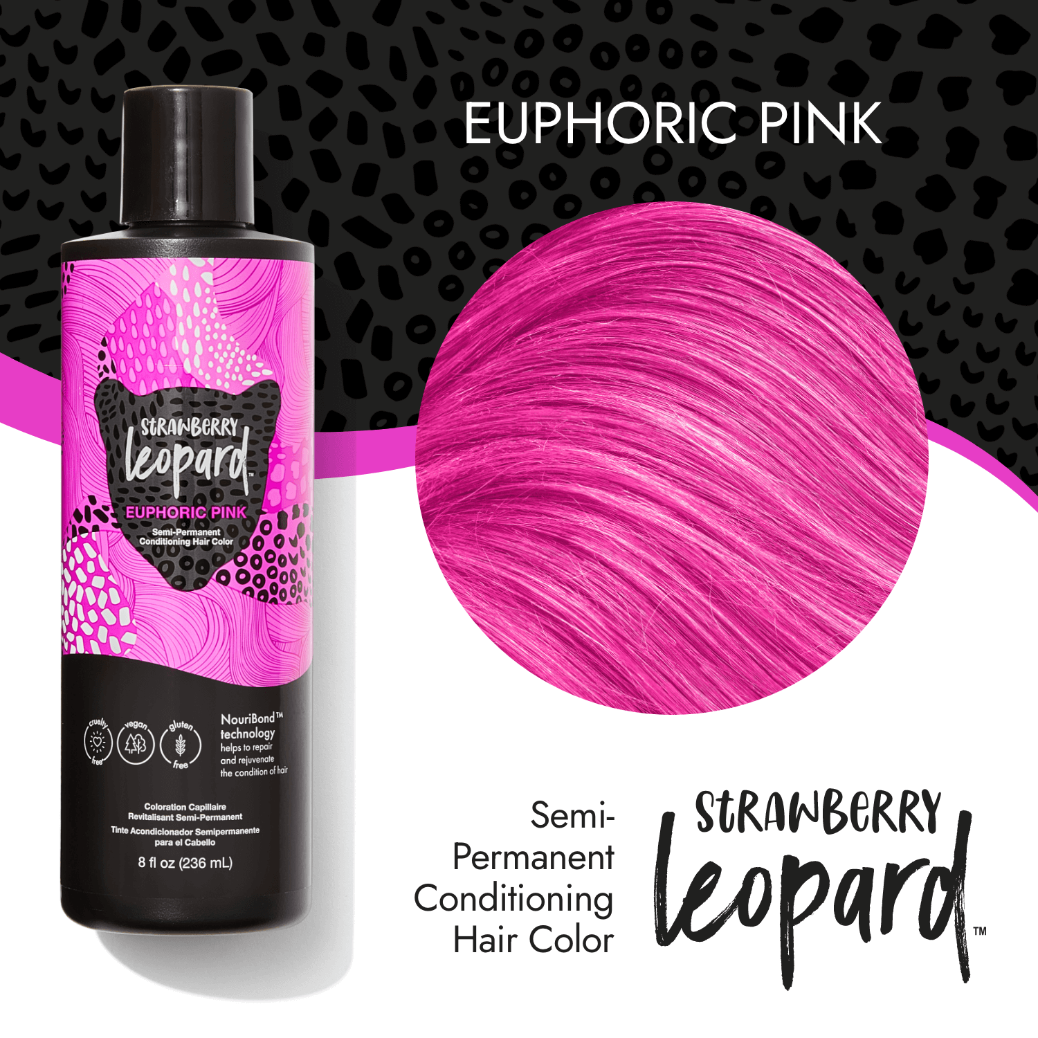 Strawberry Leopard Euphoric Pink Semi Permanent Conditioning Hair Color 8 oz