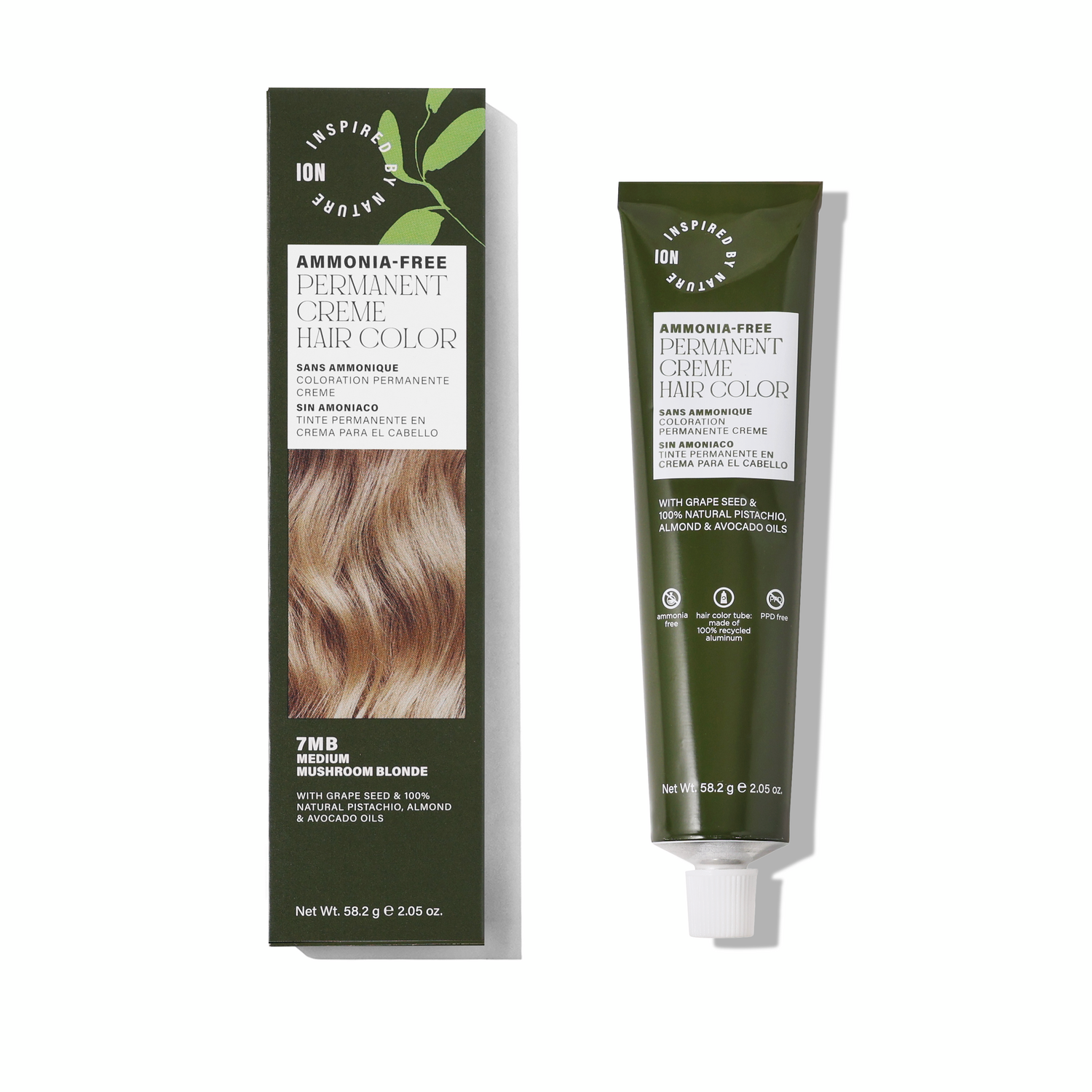 Inspired By Nature Ammonia-Free Permanent Hair Color Medium Mushroom Blonde 7MB 2.05 Oz