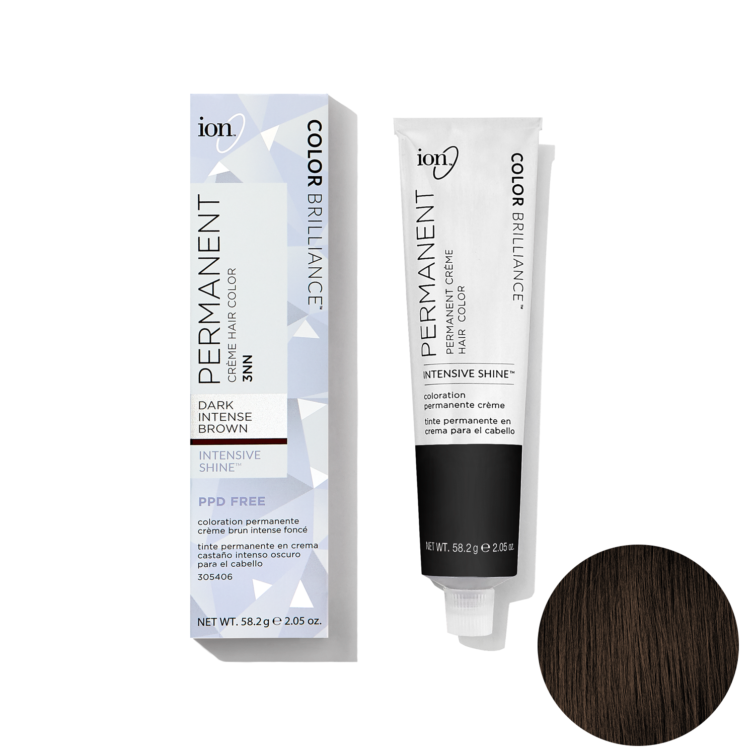 Ion 3NN Dark Intense Brown Permanent Creme Hair Color 2.05 Oz