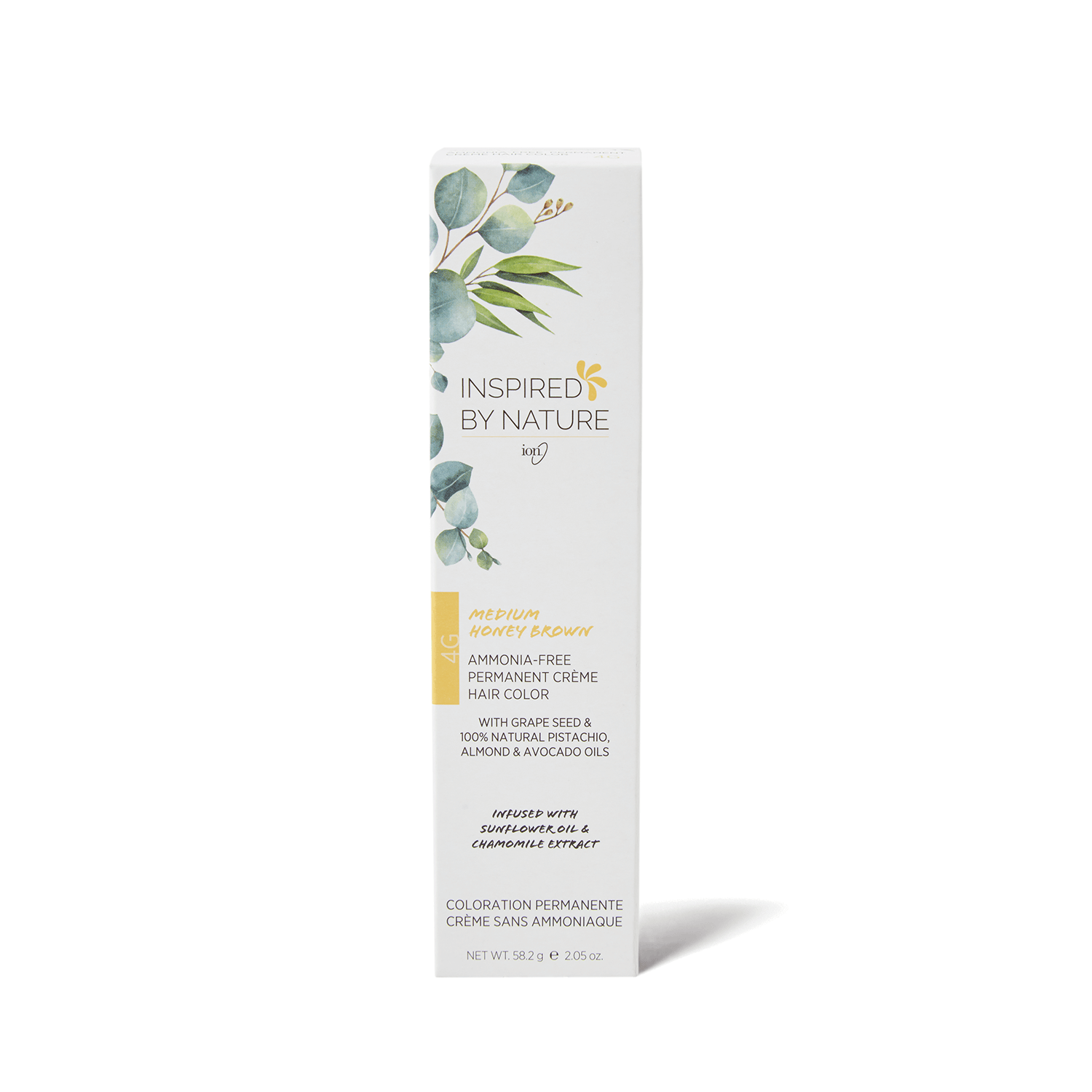 Inspired By Nature Ammonia-Free Permanent Hair Color Medium Honey Brown 4G 2.05 Oz