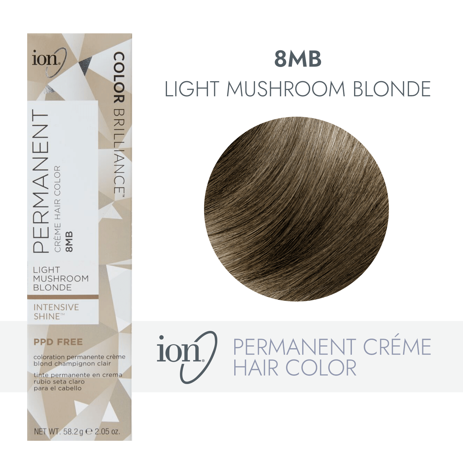 Ion 8MB Light Mushroom Blonde Permanent Creme Hair Color 2.05 Oz
