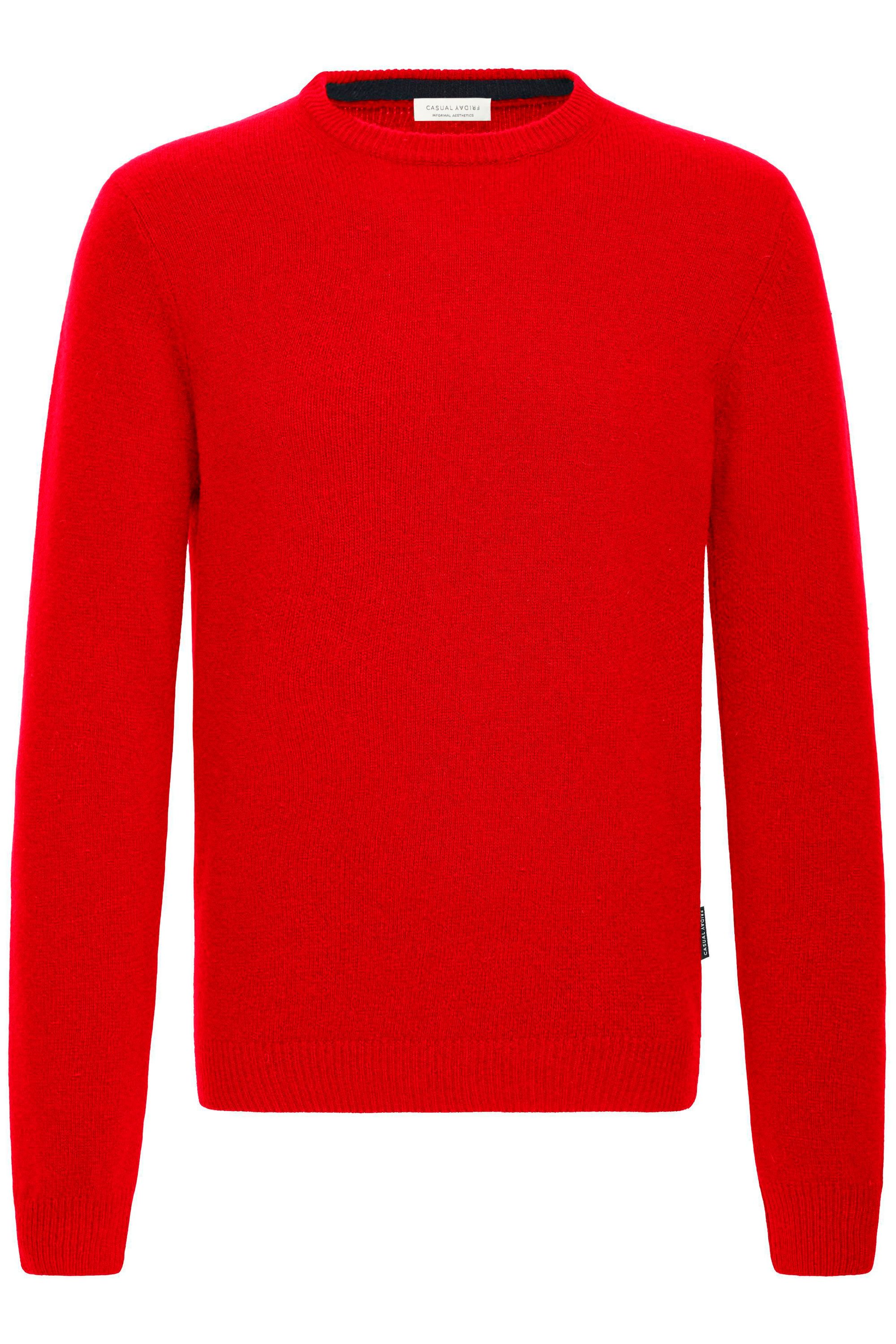 Strickfleece-Pullover CASUAL FRIDAY "Strickpullover CFKarl", Herren, Gr. XL, rot (ribbon rot), Obermaterial: 80% Wolle WO. 20% Polyamid PA., Pullover