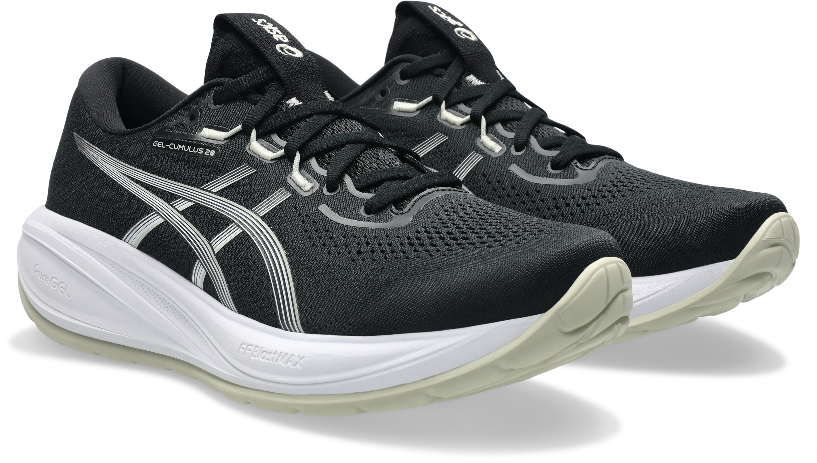 Laufschuh ASICS "GEL-CUMULUS 28", Herren, Gr. 47, schwarz, weiß, Synthetik, Schuhe Laufschuh