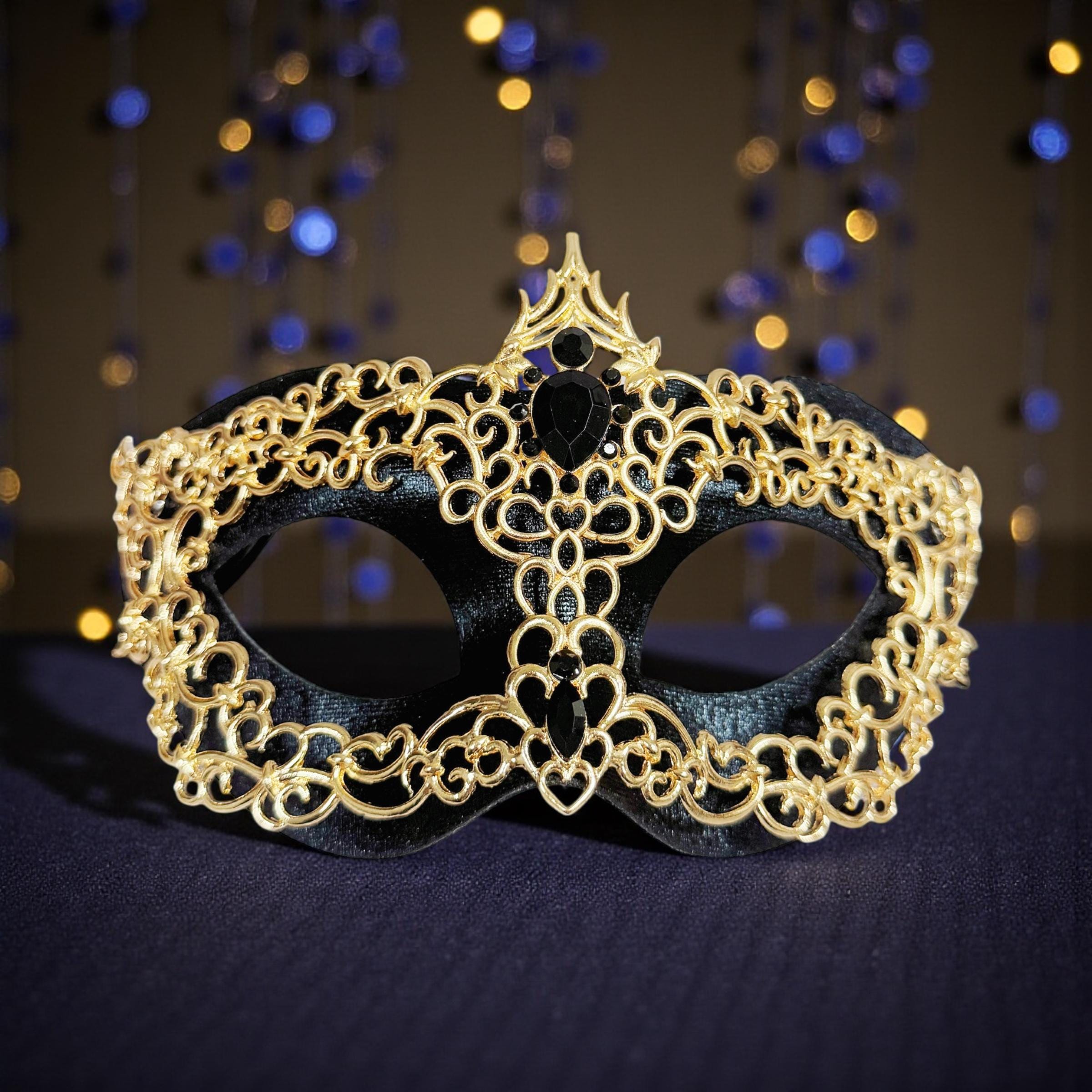 Gold-Schwarz-Maskerade-Maske, Herren-Maskerade-Maske, Maskenball-Maske, Karneval-Maske, venezianische Maske, 2 in 1 Maske