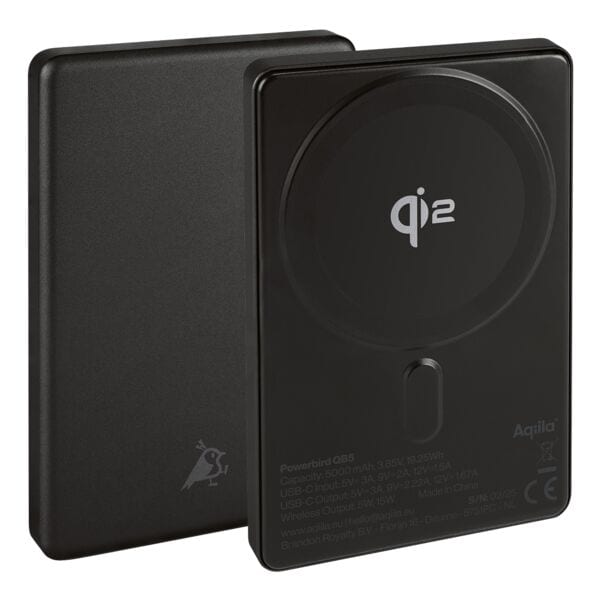Aqiila Wireless Powerbank Qi2 schwarz, 9x2.2x15.8 cm