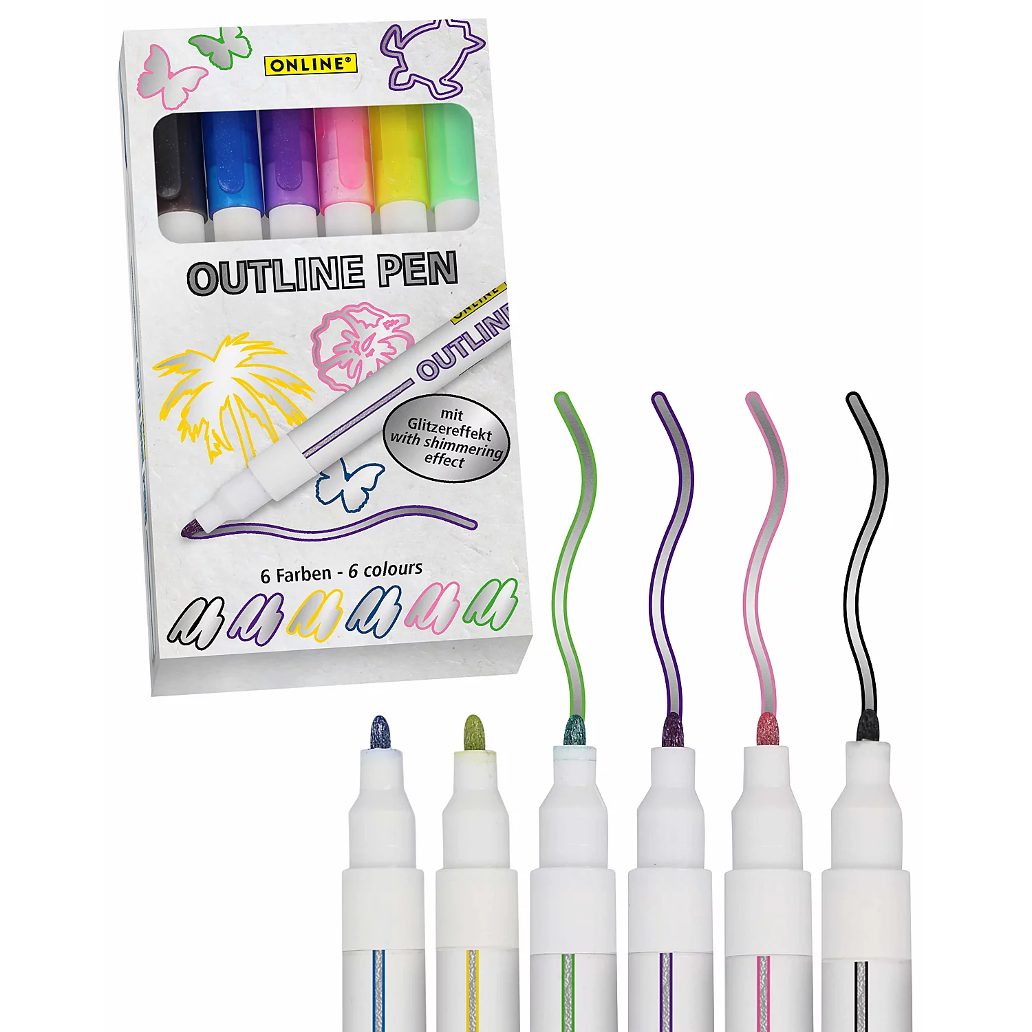 Feutres "Outline" métalliques, 6 pièces