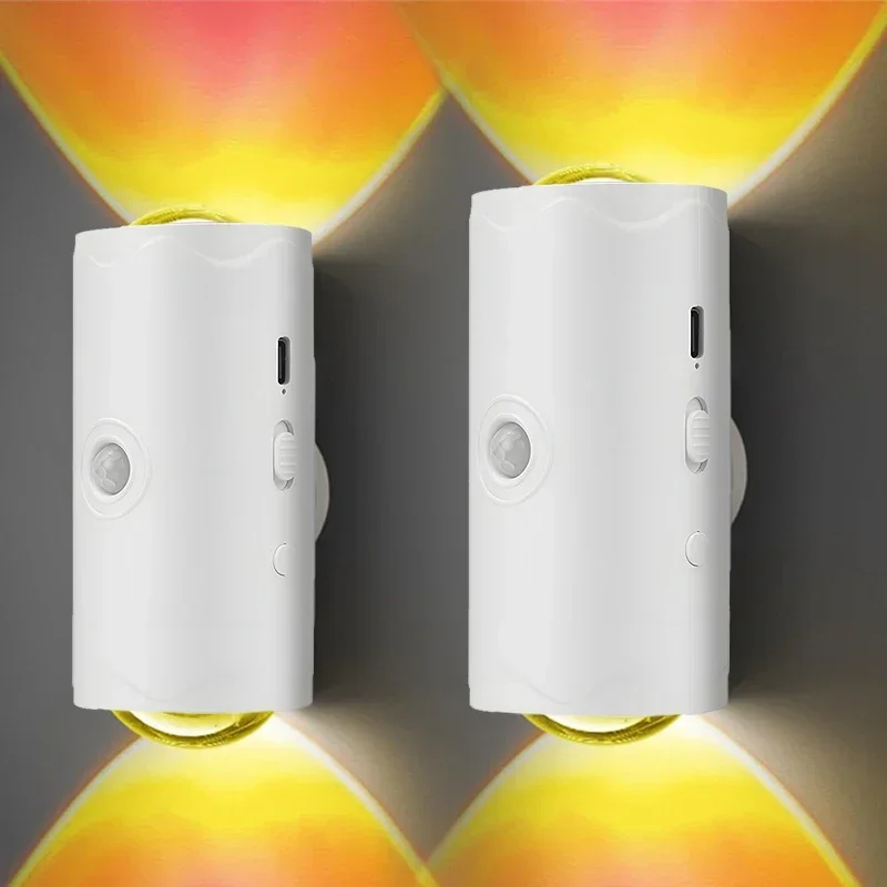 LED-Nachtlicht mit Bewegungsmelder, bewegungsaktiviertes Nachtlicht, 8 Farben wechselnde kabellose Wandleuchten für Schlafzimmer, Kinderzimmer