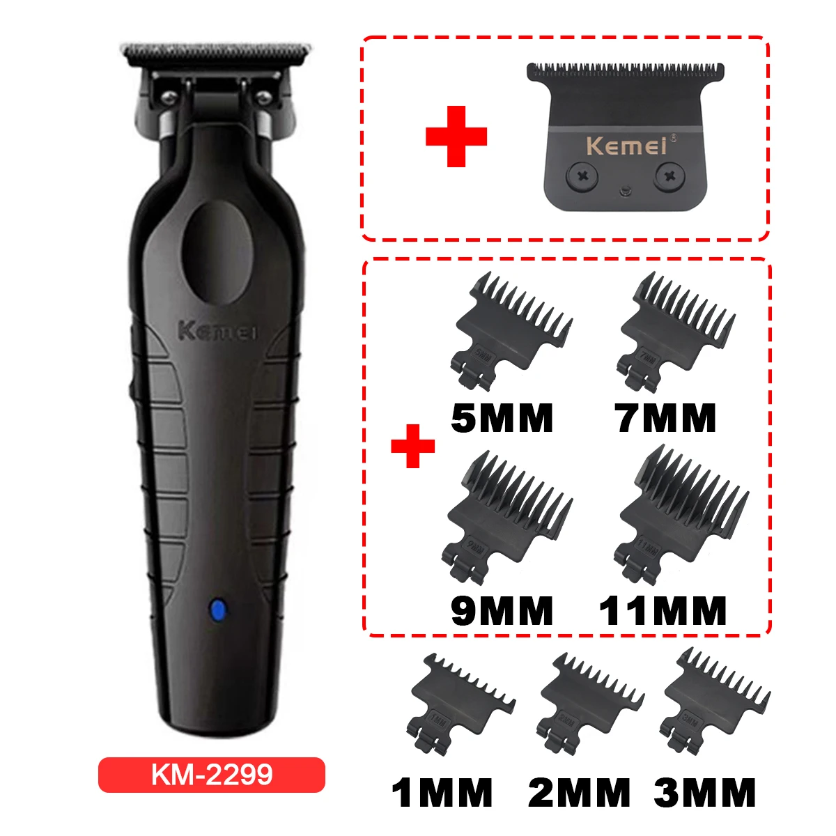 Kemei 2299 Barber Kabelloser Haarschneider 0mm Zero-Gap Konturenschneider Professionelle Elektrische Finish-Schneidemaschine Image
