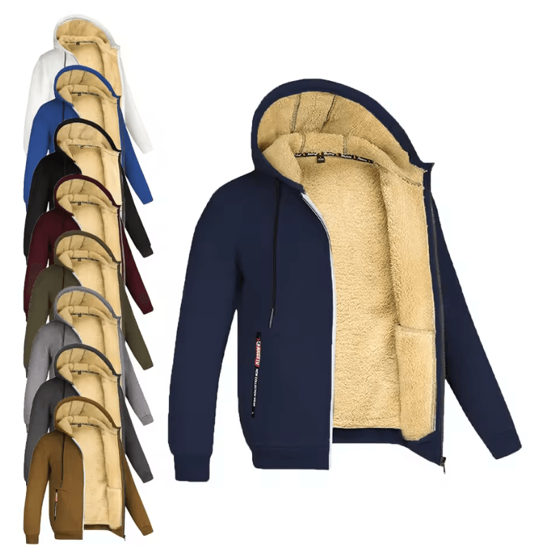 Mens Full Zip Fleece Hoodie Casual Outdoor Sports And Streetwear Jacket black s