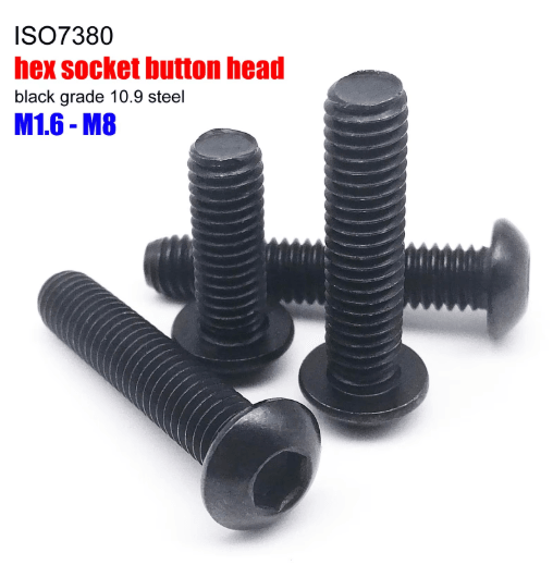 Black ISO7380 Button Head Screws Grade 10.9 Hex Socket Allen Bolts (M1.6M8) 80mm m8 (10pcs)