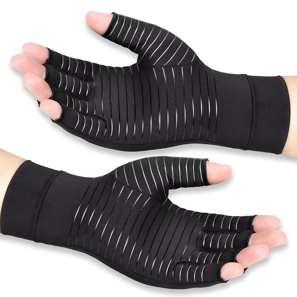 Copper Compression Arthritis Hand Support Gloves For Pain Relief And Mobility black l