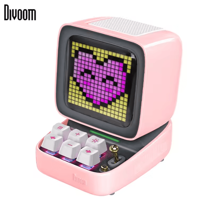 Retro Pixel Art Bluetooth Speaker Portable LED Display Alarm Clock & Creative Sound Device ditoo pro White