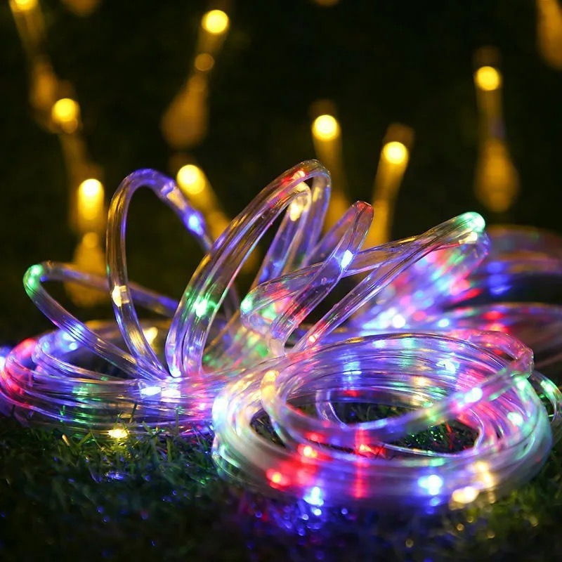 Solar Powered Fairy String Lights, Pipe Shaped Outdoor Decoration, Waterproof Christmas Room Party Yard Lights white 32m 300leds