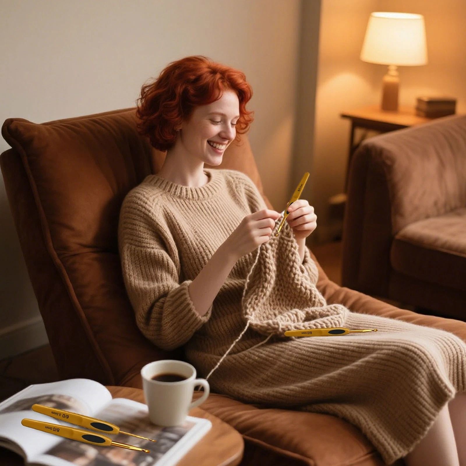 Crochet Hook Set, Ergonomic Rubber Handle For Comfort, Perfect For Knitting, Yarn Craft, And Weaving Projects Crochet Hook Set, Ergonomic Rubber Handle For Comfort, Perfect For Knitting, Yarn Craft, And Weaving Projects