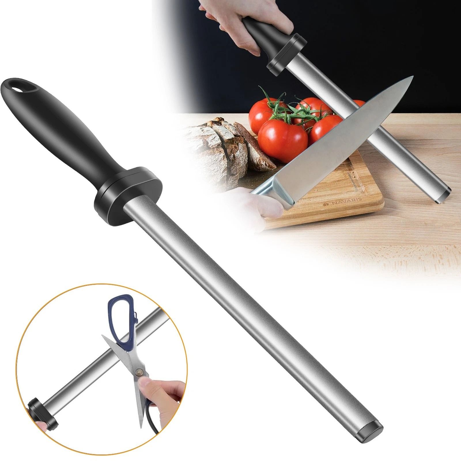 Flat Diamond Sharpening Rod For Kitchen Knives, Chef, Pocket, And Hunting Knives, Non Slip ABS Handle, Quick, Durable Flat Diamond Sharpening Rod For Kitchen Knives, Chef, Pocket, And Hunting Knives, Non Slip ABS Handle, Quick, Durable