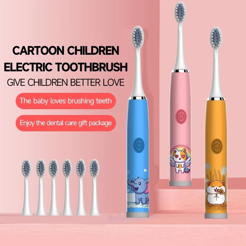 Children's Sonic Electric Toothbrush | Colorful Cartoon Design For Kids | USB Rechargeable & Waterproof pink