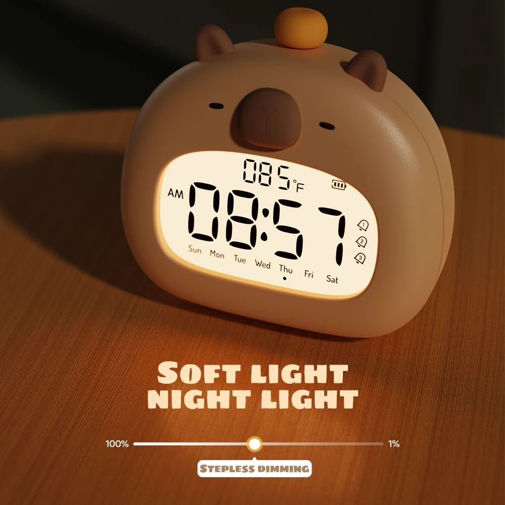Cute Capybara Bedside LED Kids Alarm Clock panda