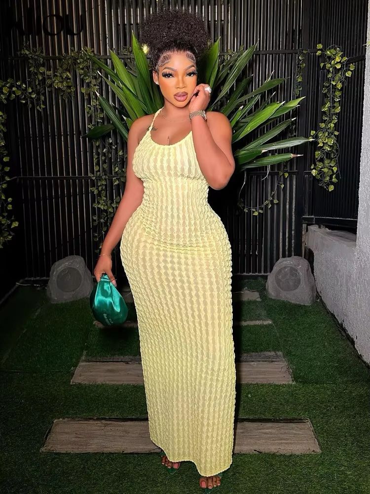 Kliou Solid Ruched Spaghetti Strap Maxi Dress For Women rose Red l