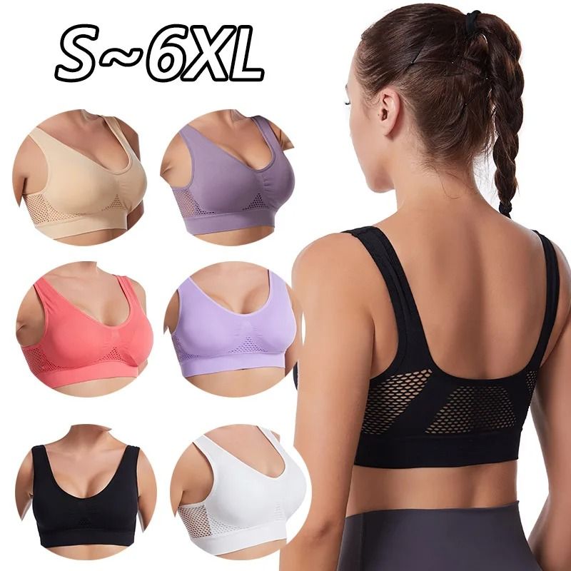 Seamless Breathable Plus Size Comfort Sport Bra pink xl