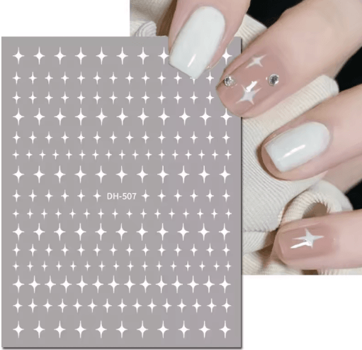 3D Nail Art Stickers Set Love Hearts Stars And Clouds French Tip Decals 28