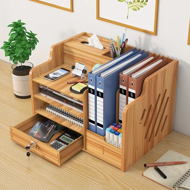 Multi Layer Desktop Storage Box With Lock jb07 3 Cherry Wood
