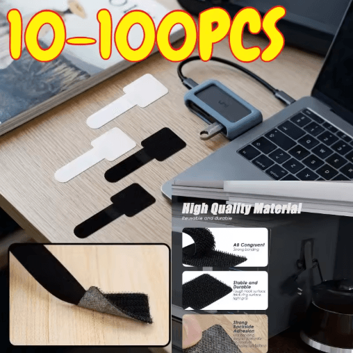 Reusable Self Adhesive Cable Ties For Desk & Wire Organization black 10pcs