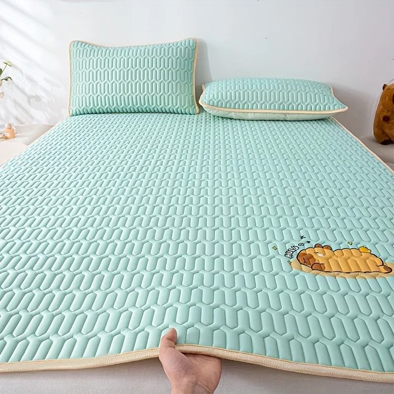 Ultra Soft Cooling Mattress Pad Breathable Hypoallergenic Bed Topper With Charming Designs sky Blue 71 X 79 In