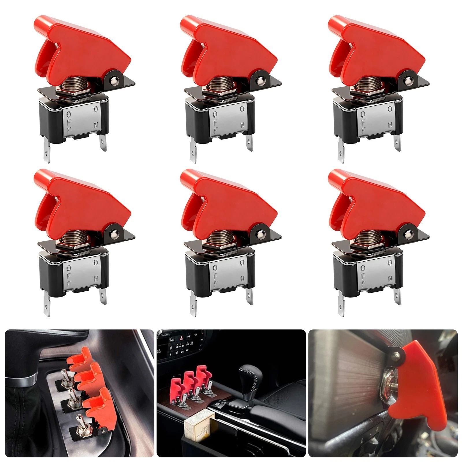 Toggle Switches With Red Safety Covers, Heavy Duty For Automotive, Marine & Industrial Use Toggle Switches With Red Safety Covers, Heavy Duty For Automotive, Marine & Industrial Use