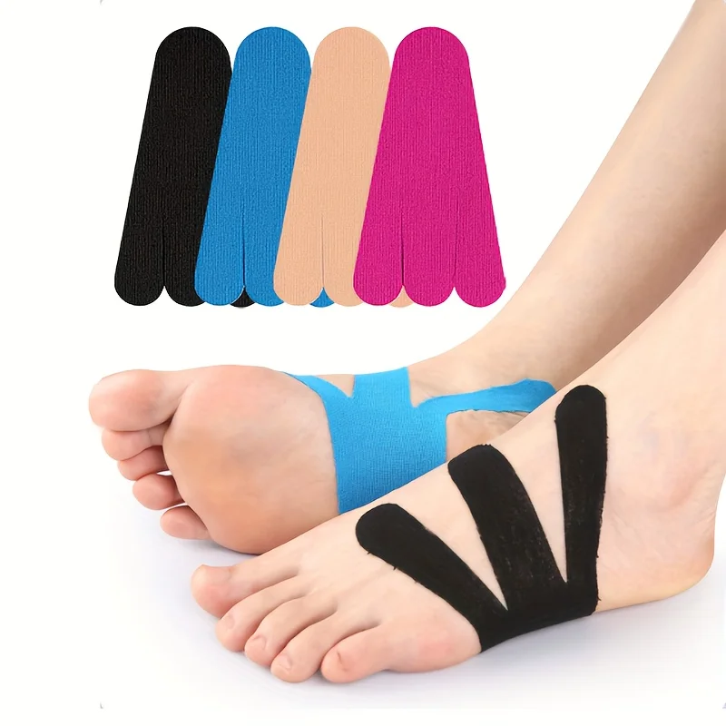 Elastic Foot Support Kinesiology Tape For Sports, Pre Cut Strips blue
