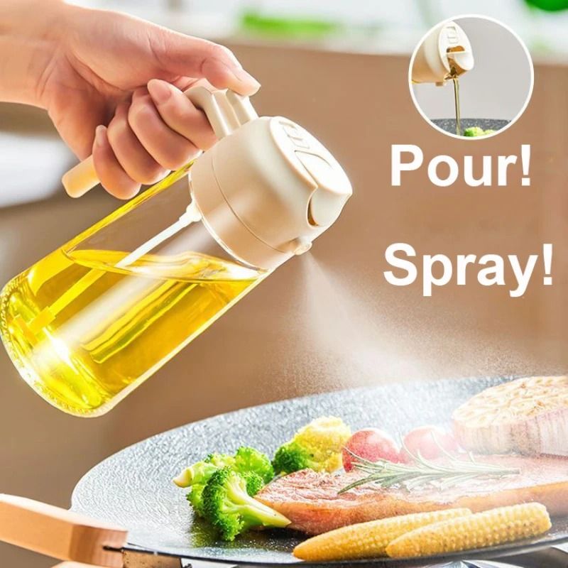 2in1 500ml Oil Sprayer Bottle Kitchen Oil Dispenser For Cooking And BBQ black