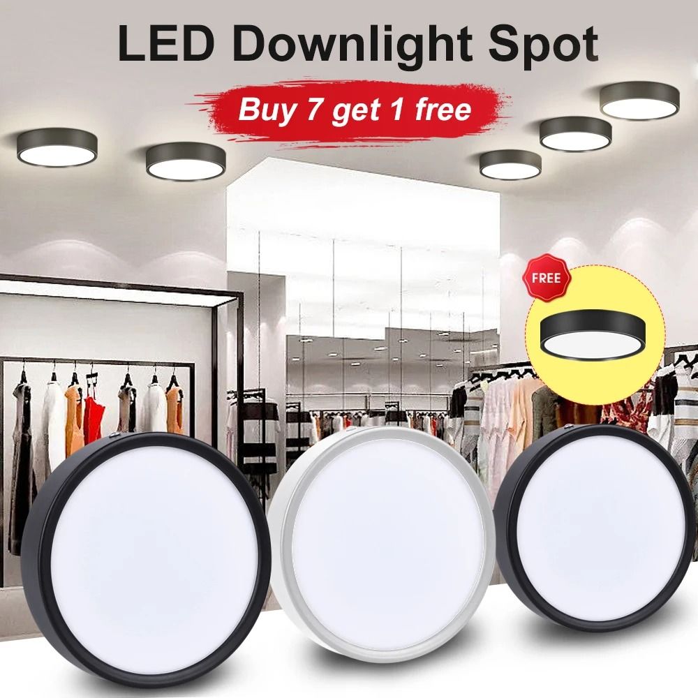 Premium Surface Mounted LED Spotlight And Downlight Collection 10 Pcs Black 15 W natural White