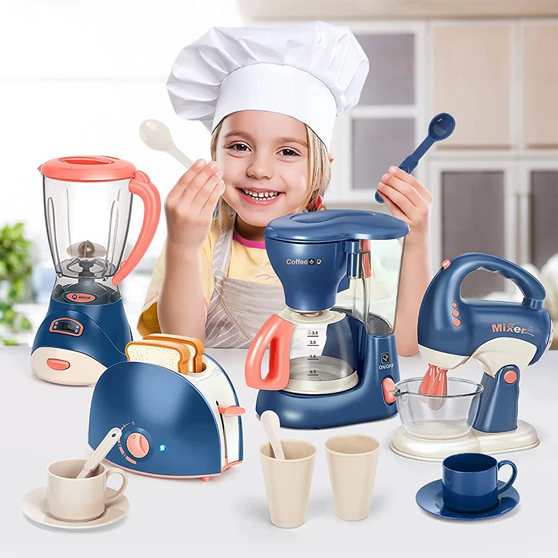 Mini Kitchen Appliance Play Set For Kids Coffee Maker, Blender, Mixer, And Toaster For Boys And Girls vacuum Cleaner Toy