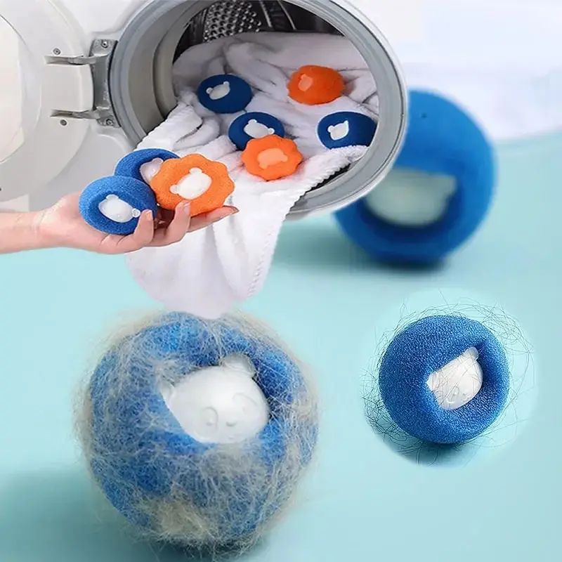 Reusable Pet Hair Laundry Remover Balls orange 5pcs 58x58x5mm
